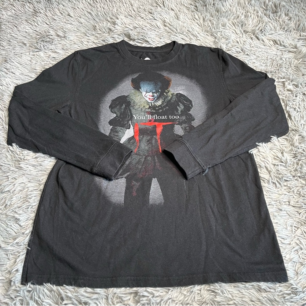 It Tshirt Mens Small Unisex Black Horror Long Sleeve Clown Stephen King Graphic